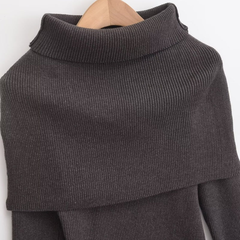 Cape-Style Layered Knit Sweater