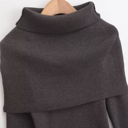 Cape-Style Layered Knit Sweater