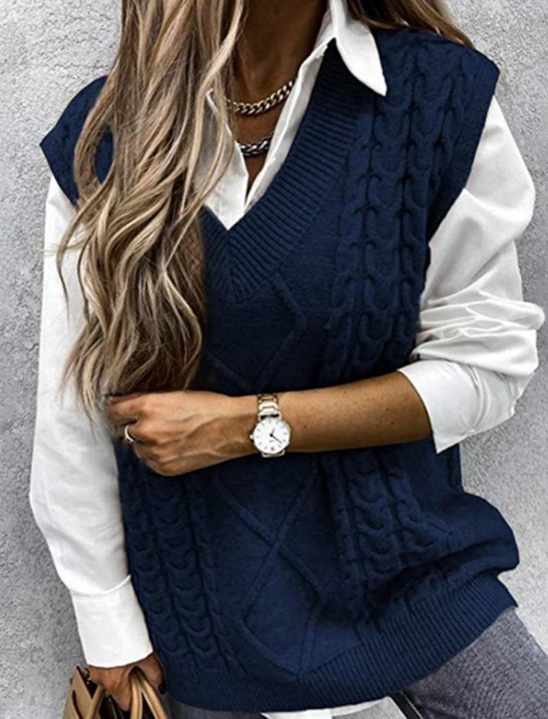 Chunky Knit V-Neck Sweater Vest