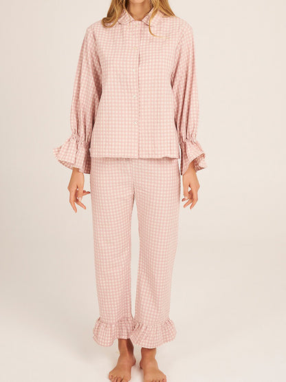 Gingham Top and Pants Set