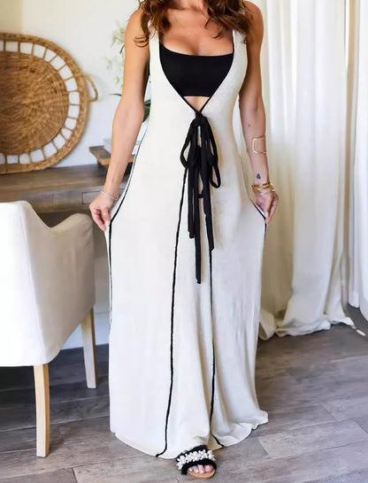 Tie-Front Sleeveless Maxi Dress