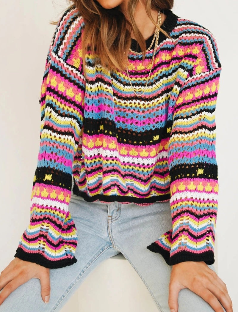 Vibrant Multicolor Striped Sweater