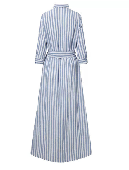 Striped Button-Up Maxi Dress