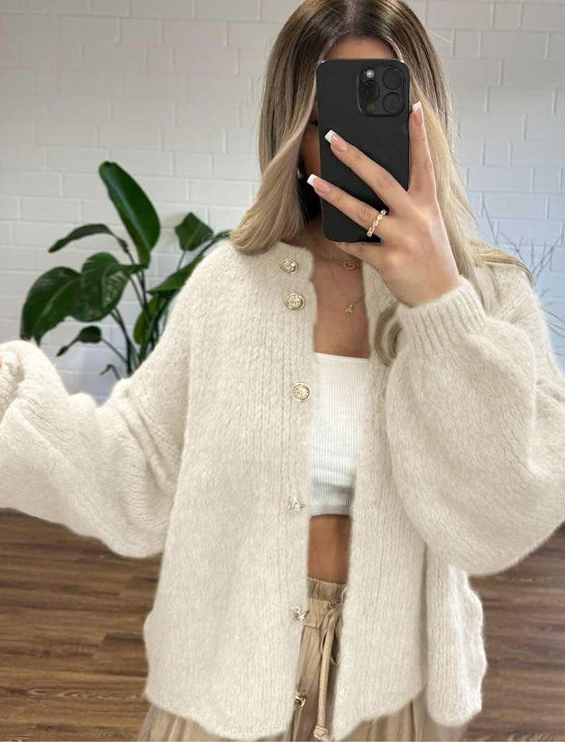 Chunky Knit Button-Up Cardigan