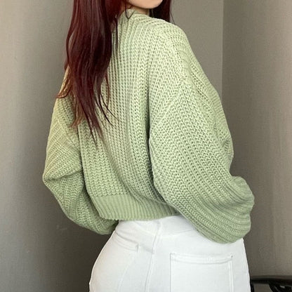 Waffle Knit Long-Sleeve Sweater