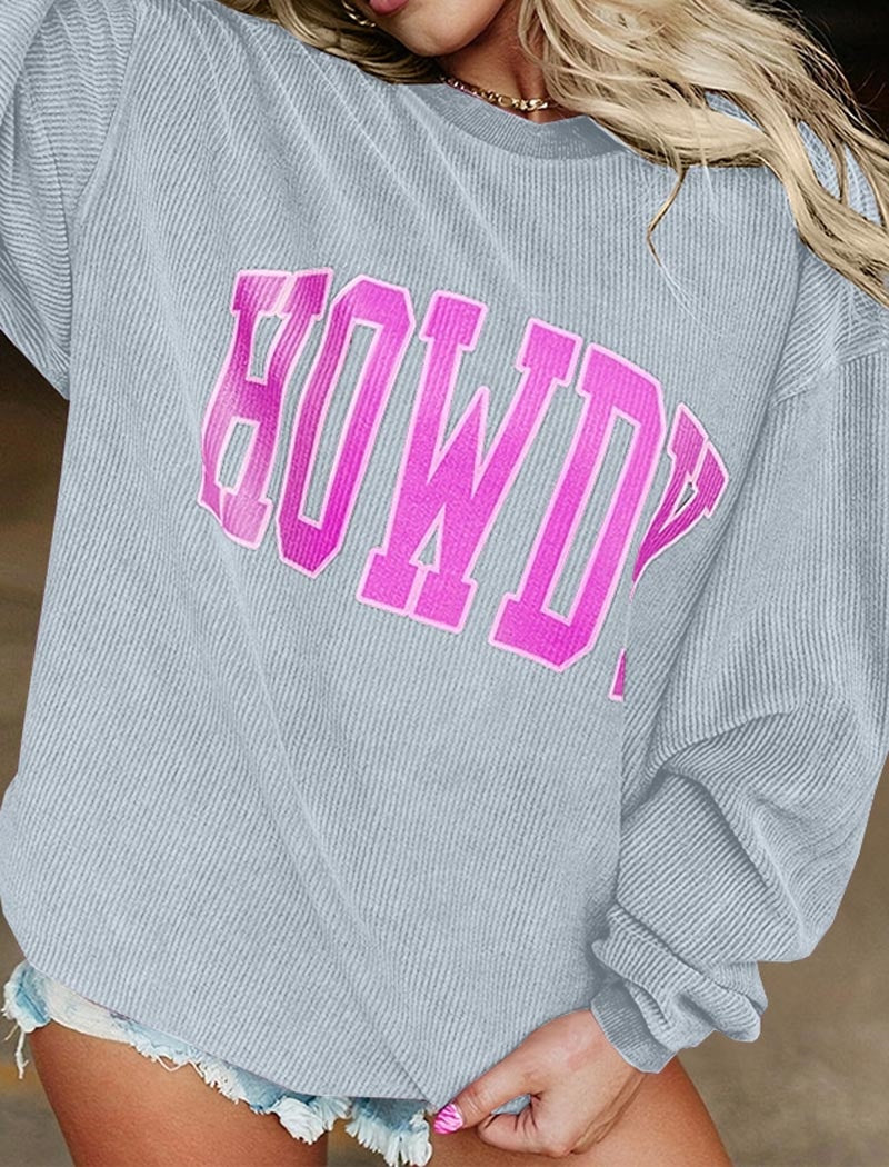 Oversized &quot;Howdy&quot; Graphic Sweater