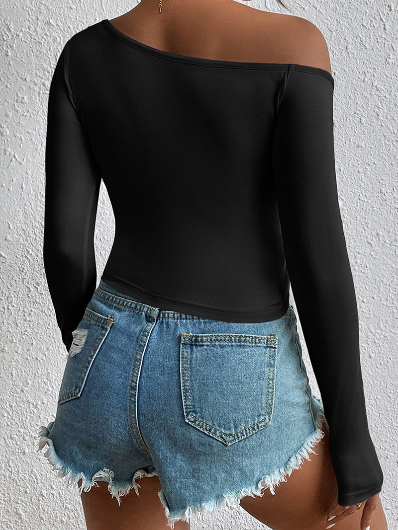 One-Shoulder Ruched Crop Top