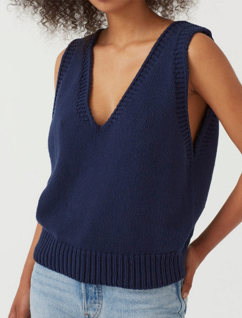 V-neck Knit Sleeveless Vest