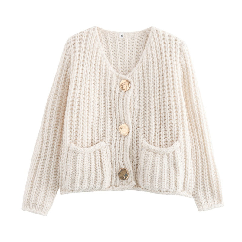 Chunky Knit Button-Down Cardigan