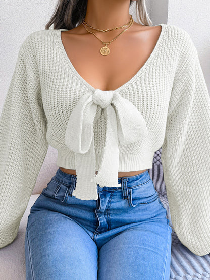 Tie-Front Knit Crop Top