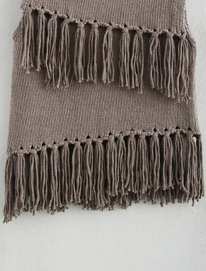 Fringe Detail Knitted Sleeveless Top