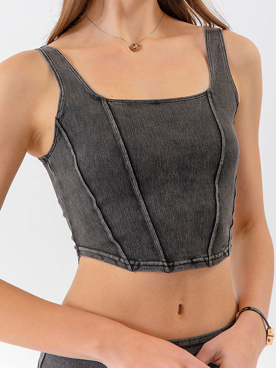 Denim Yoga Sports Tank Crop Top