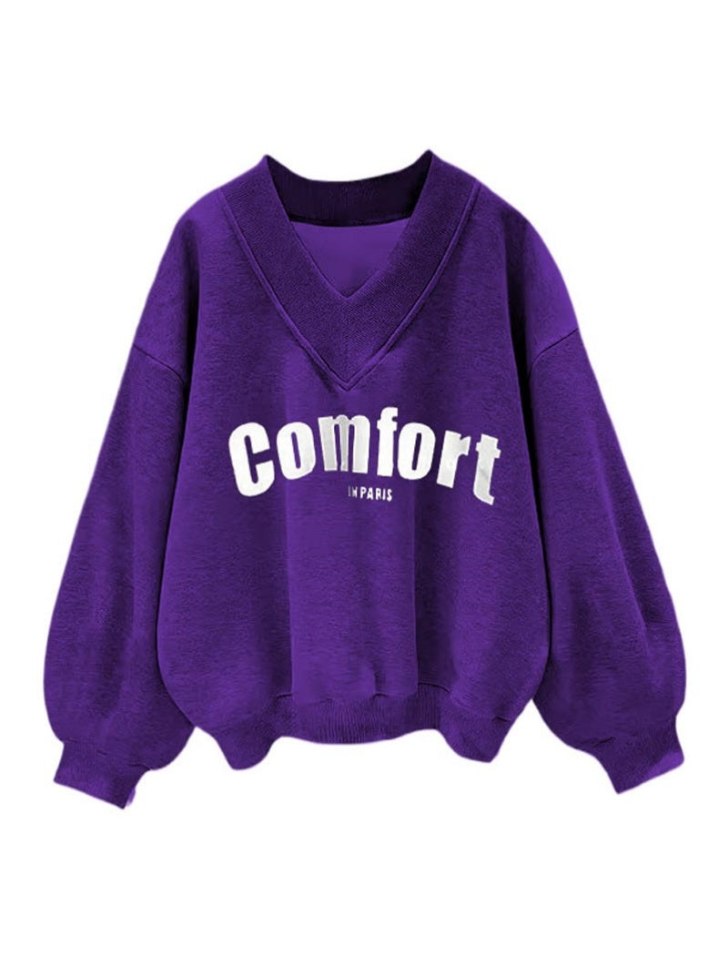 V-Neck Comfort Print Pullover