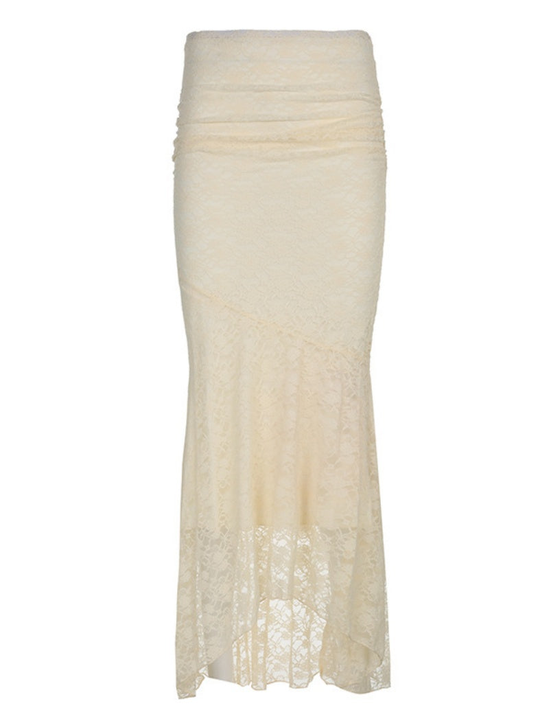 Sheer Lace Flare Maxi Skirt