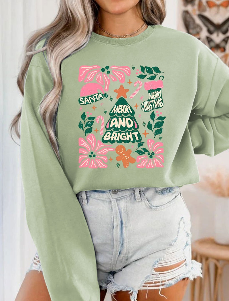 Vintage Print Crew Neck Long Sleeve Top