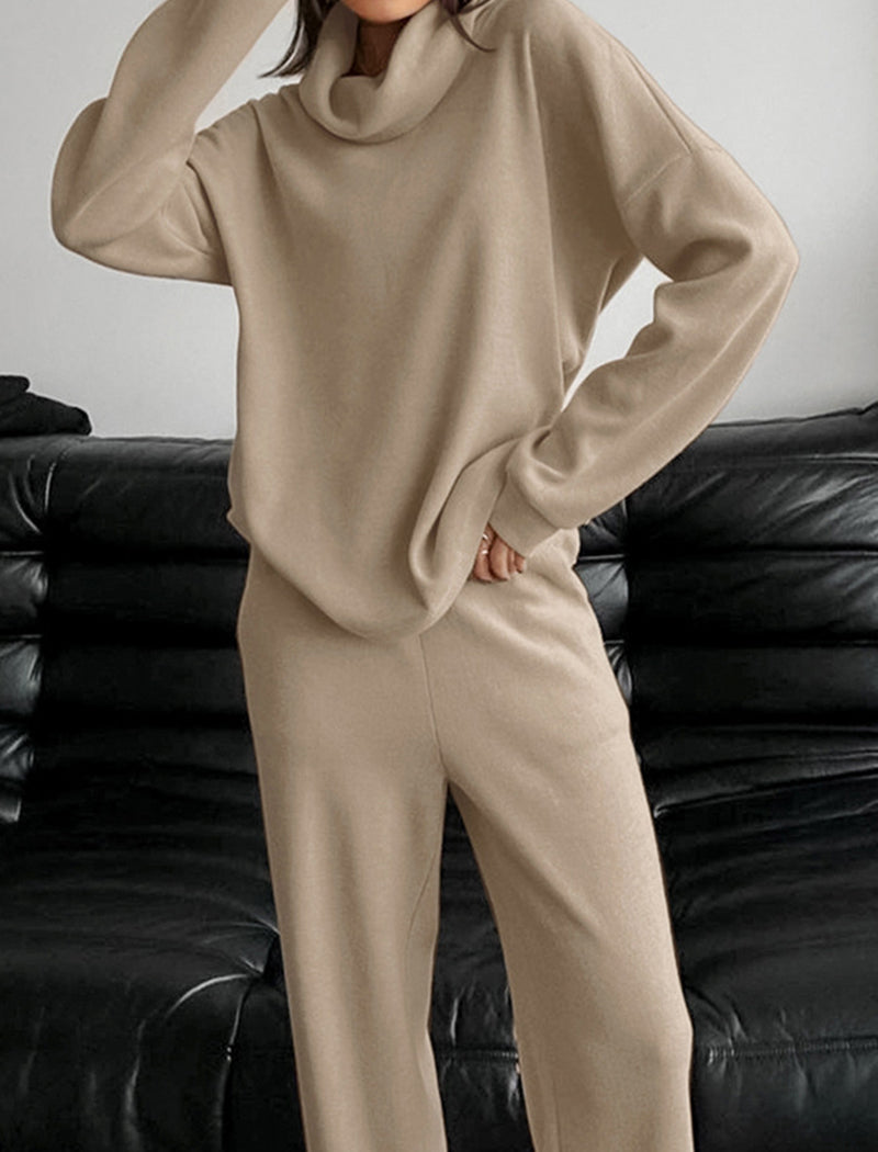 Long-Sleeve High-Neck Casual Set