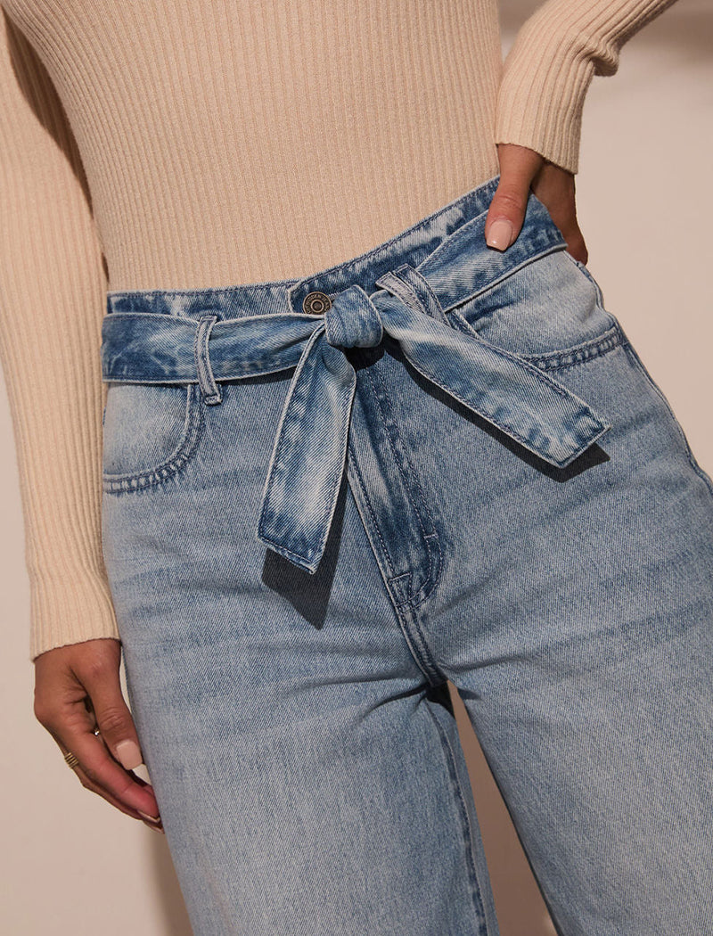 High-Waisted Tie-Dye Washed Straight-Leg Jeans