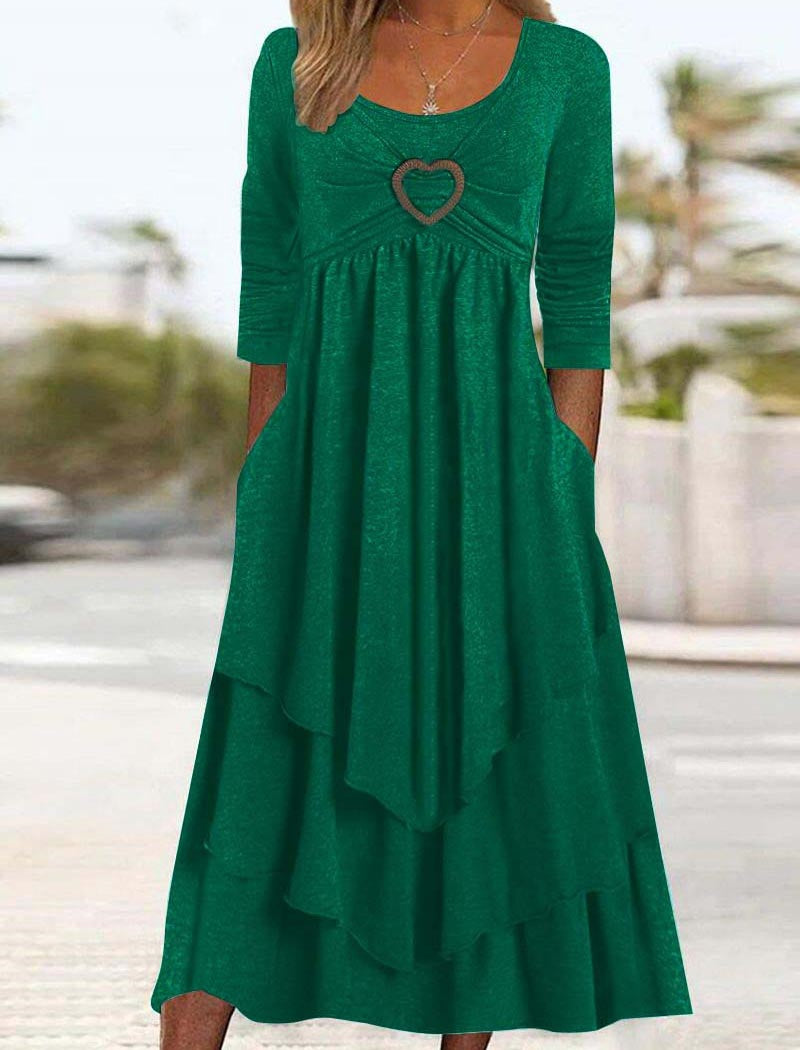 Heart-Cutout Layered Maxi Dress