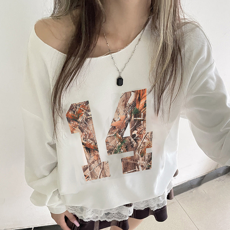 Printed Number Back Pullover Top