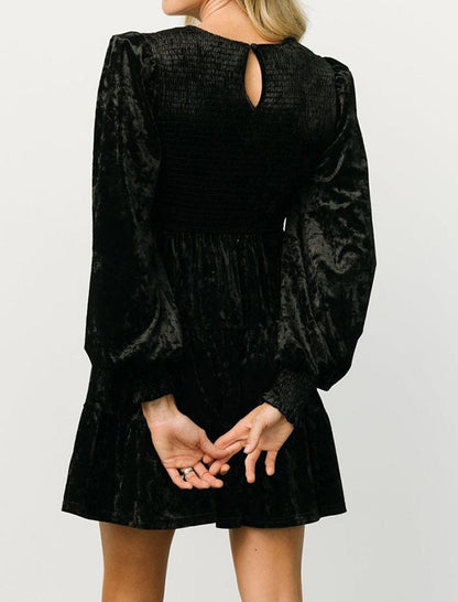 Textured Long Sleeve Tiered Dress