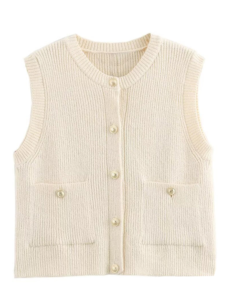 Double-Pocket Knit Vest