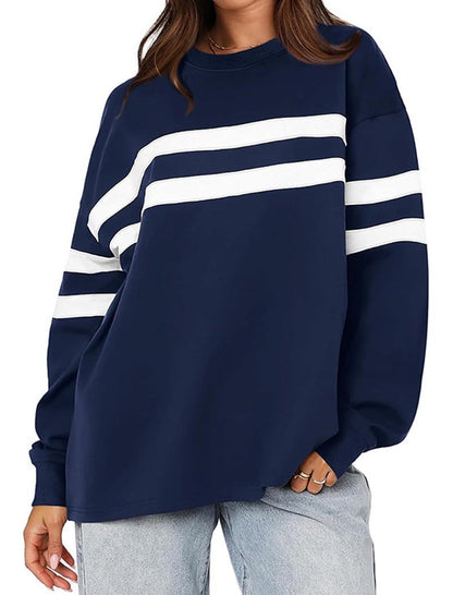 Casual Striped Patchwork Pullover