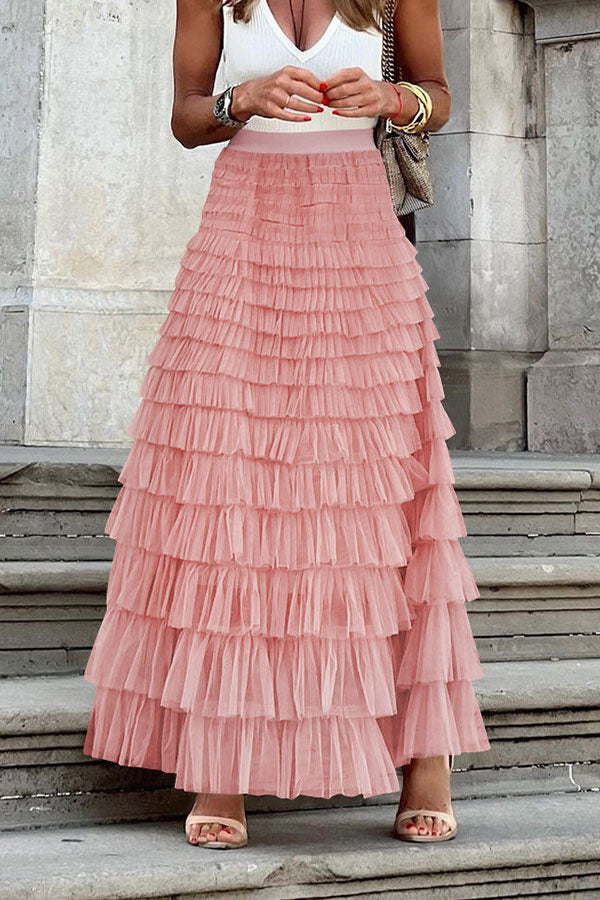 Tiered Ruffle Maxi Skirt