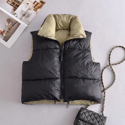 Sleeveless Padded Zip-Up Vest
