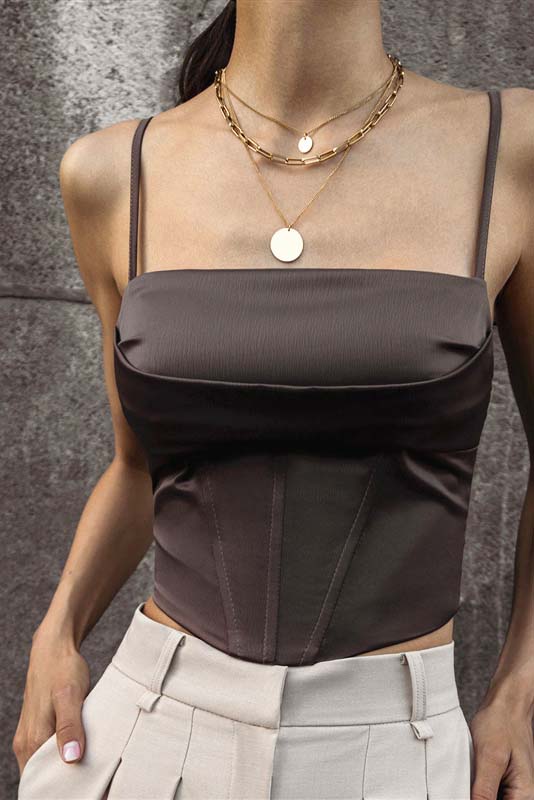 Satin Corset Crop Top