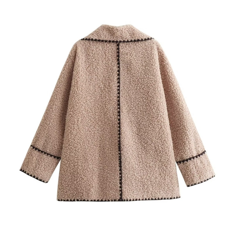 Textured Fleece Open Jacket