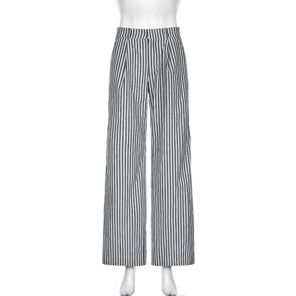 Striped Straight-Leg Casual Pants
