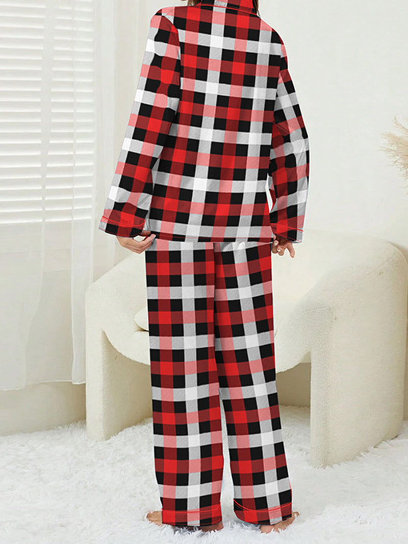 Plaid Button-Up Shirt and Pants Set