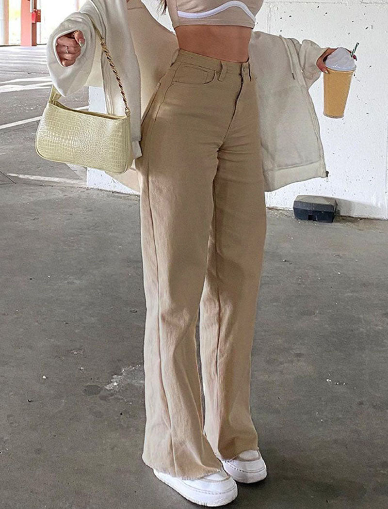 High-Waisted Straight-Leg Pants