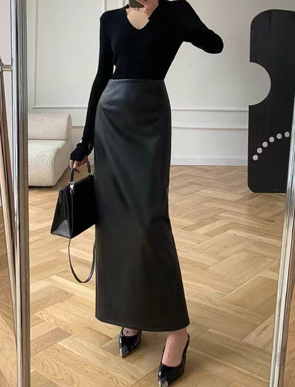 High-Waist Faux Leather Maxi Skirt