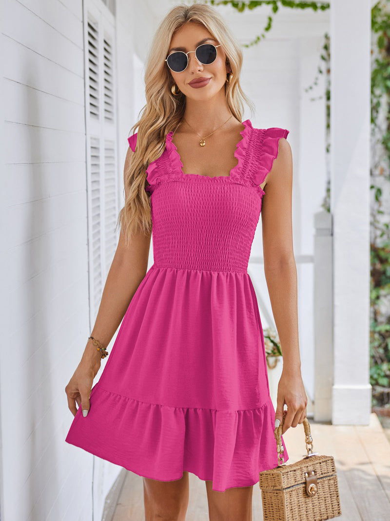 Ruffle Sleeve Smocked Dress