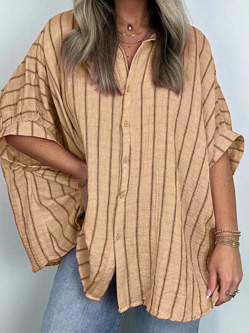 Oversized Striped Button-Up Shirt