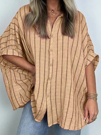 Oversized Striped Button-Up Shirt