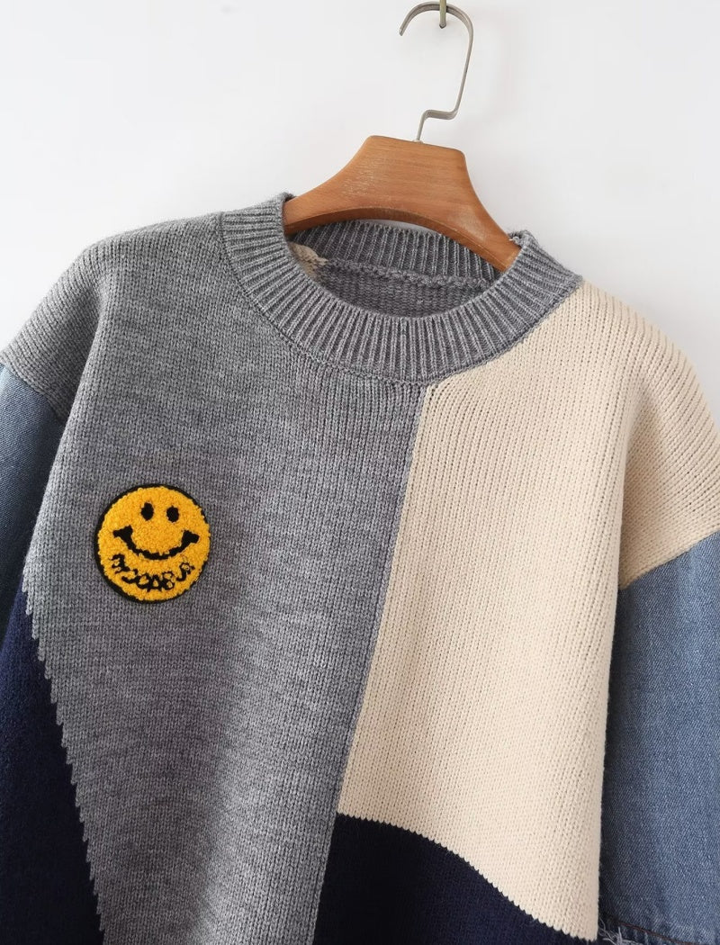 Patchwork Knit Sweater