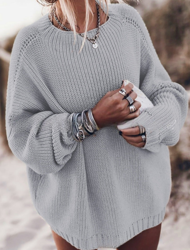 Relaxed Fit Cable Knit Sweater