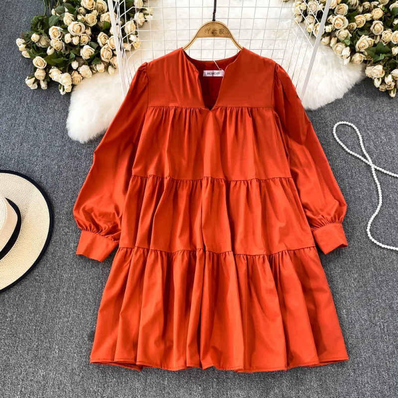 Tiered Long-Sleeve Mini Dress