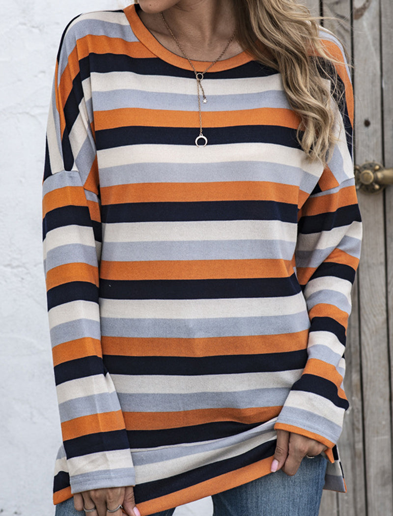 Striped Knit Relaxed Fit Top