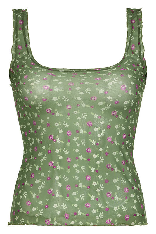 Floral Mesh Tank Top