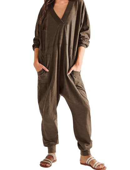 Relaxed Fit V-Neck Jumpsuit