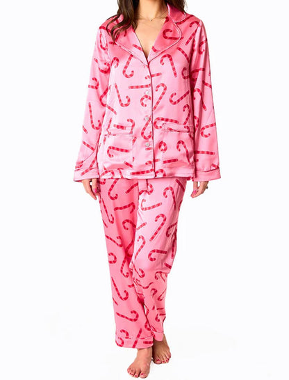 Graphic Long-Sleeve Top and Pants Pajama Set