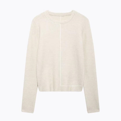 Colorblock Trim Round Neck Knit Sweater