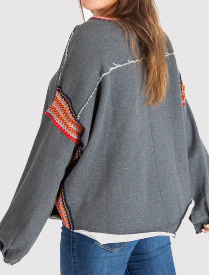 Tribal Accent Crewneck Top