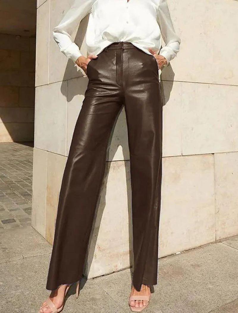 High Waist PU Leather Pants