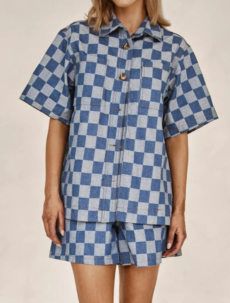 Checked Shirt and Shorts Co-Ord Set