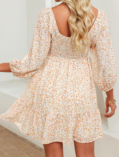 Loose U-Neck Floral Mini Sundress