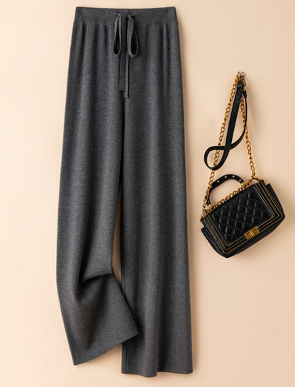 Drawstring Knit Wide-Leg Pants